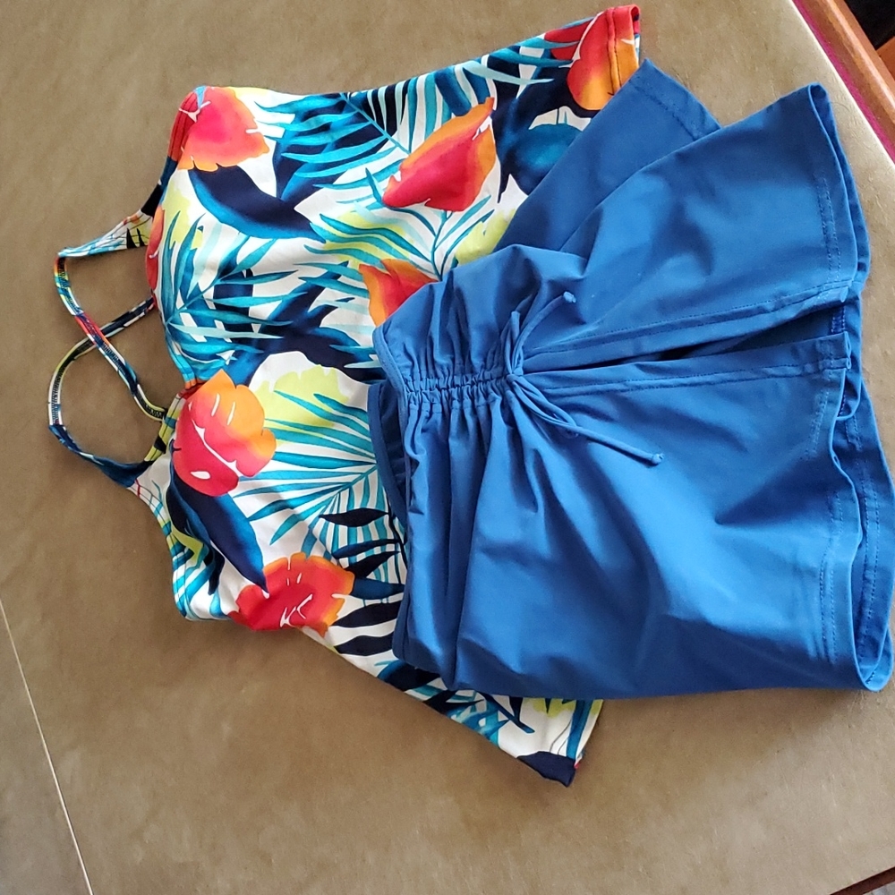 Tankini separates. Jag top, Gottex swim skirt